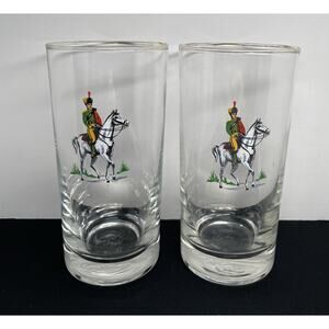 Vintage 1950s Heidelberg Pilsner Glasses Military Horse & Rider Motif. Set of 2.
